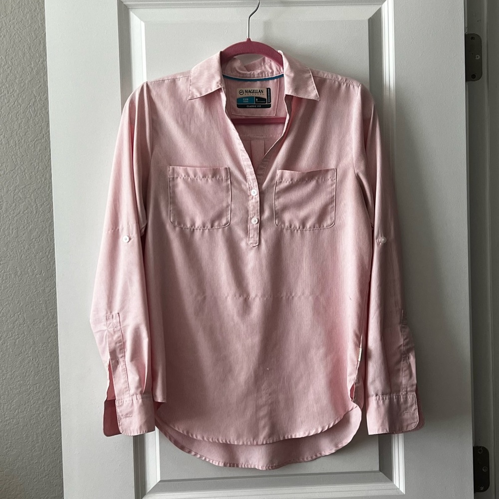 Magellan Pink Striped Top size small